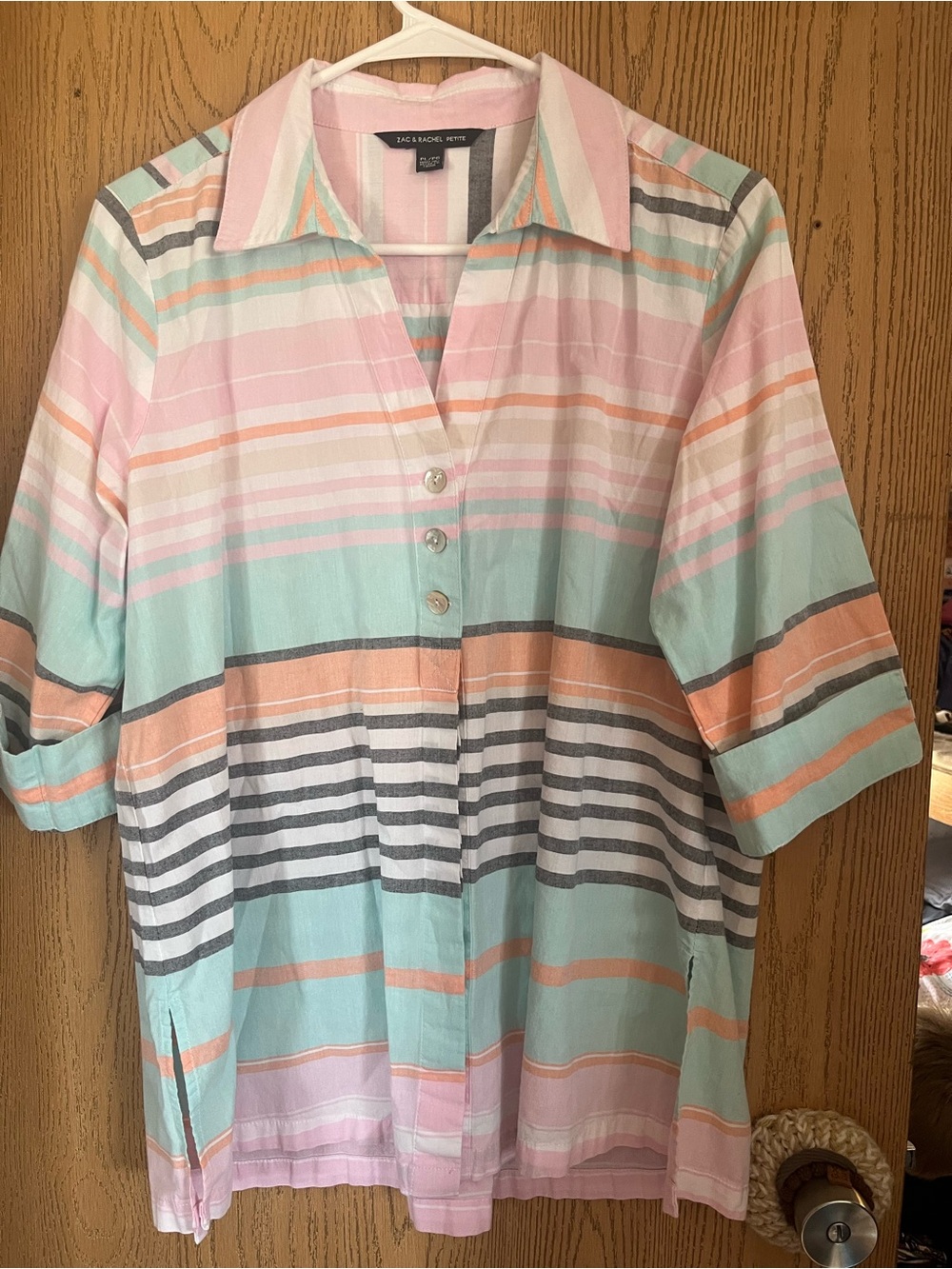 Zac & Rachel cotton striped shirt petite large
